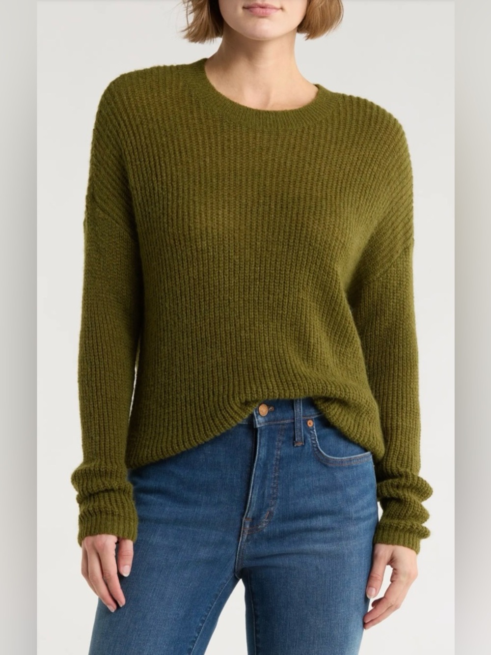 Madewell Ribbed Crewneck Sweater Size Small Green
